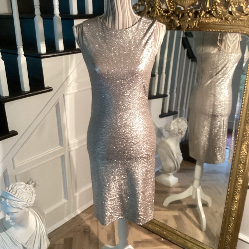 Aqua silver stretch dress